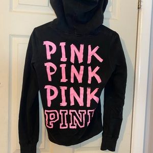 Black zipper Victoria pink hoodie